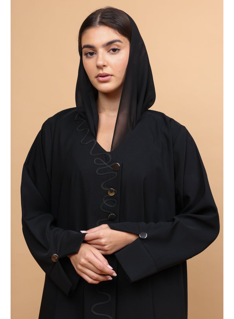 IKKXA Celestial Serpentine-Wave Black Abaya - Image 3